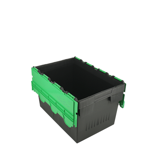 ALC70 Plastic Tote Boxes animated stacking and different lid colours