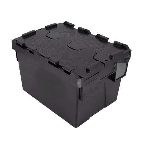 ALC22 LE ALC22 LE black plastic attached lid container box with black lid